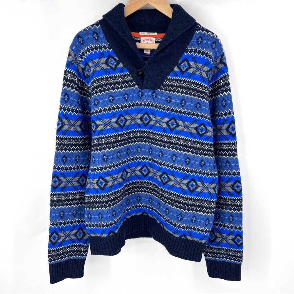 Brooks Brothers wool Sweater Shawl Collar men's‎ L Fair Isle